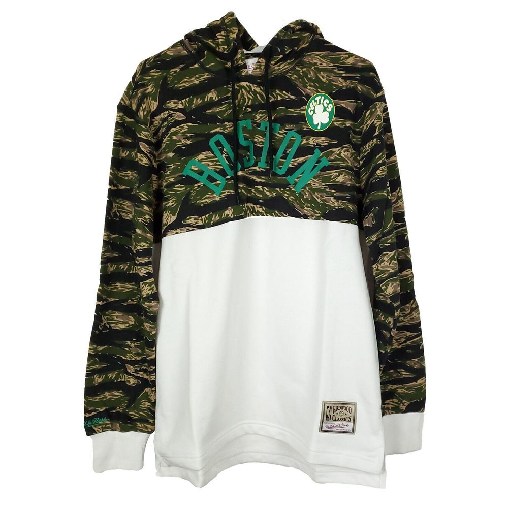 Boston Celtics Mitchell & Ness NBA‎ Medium Pullover Hoodie Green Camo White NWT